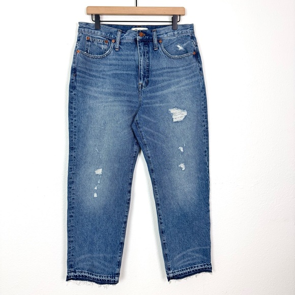 NWT Madewell Classic Straight Jeans Destructed Edition Tyler Wash Size 31 - Picture 5 of 13